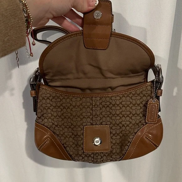 Coach 6818 Vintage Soho British Tan Leather & Signature C Canvas Bag RARE - Picture 6 of 10